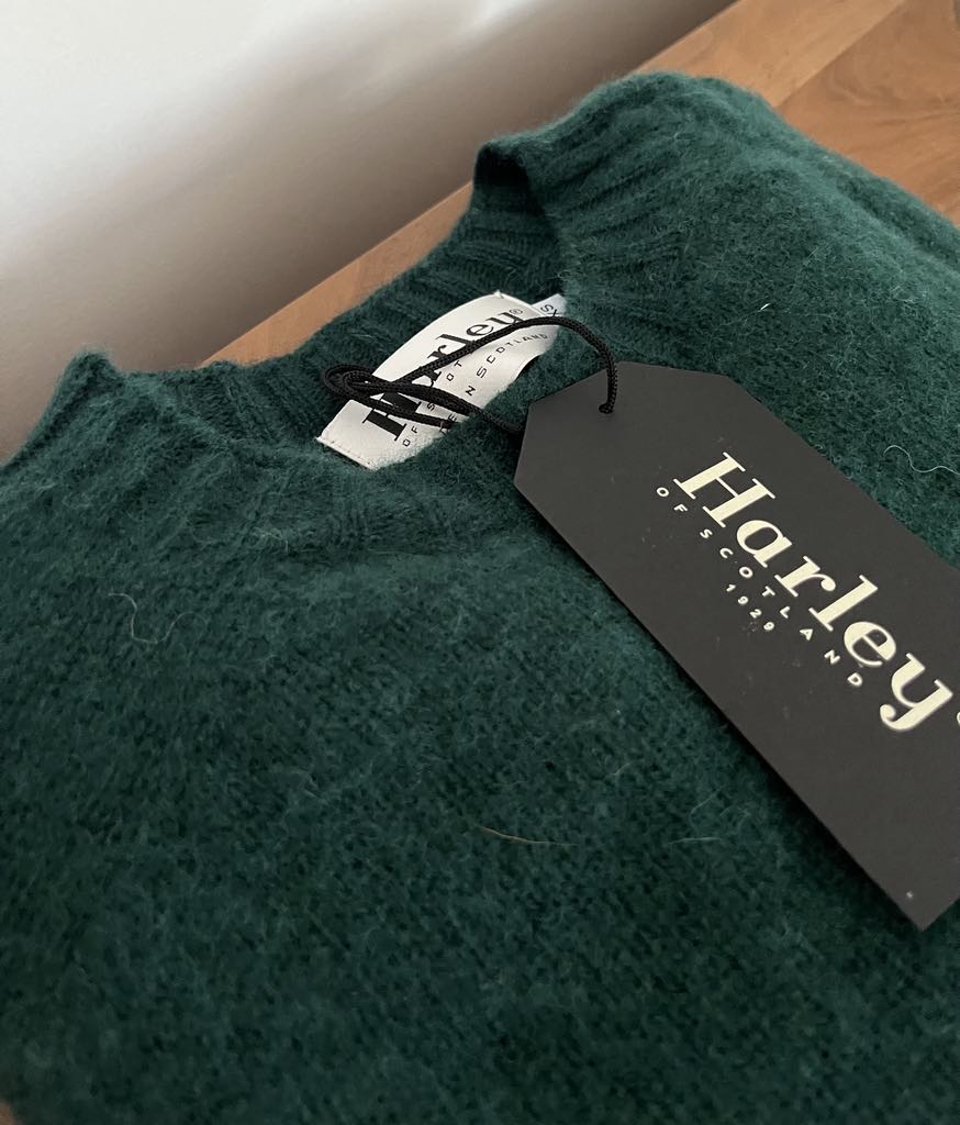 Harley of Scotland - Boxy Crewneck - Brushed Supersoft Shetland - Tartan