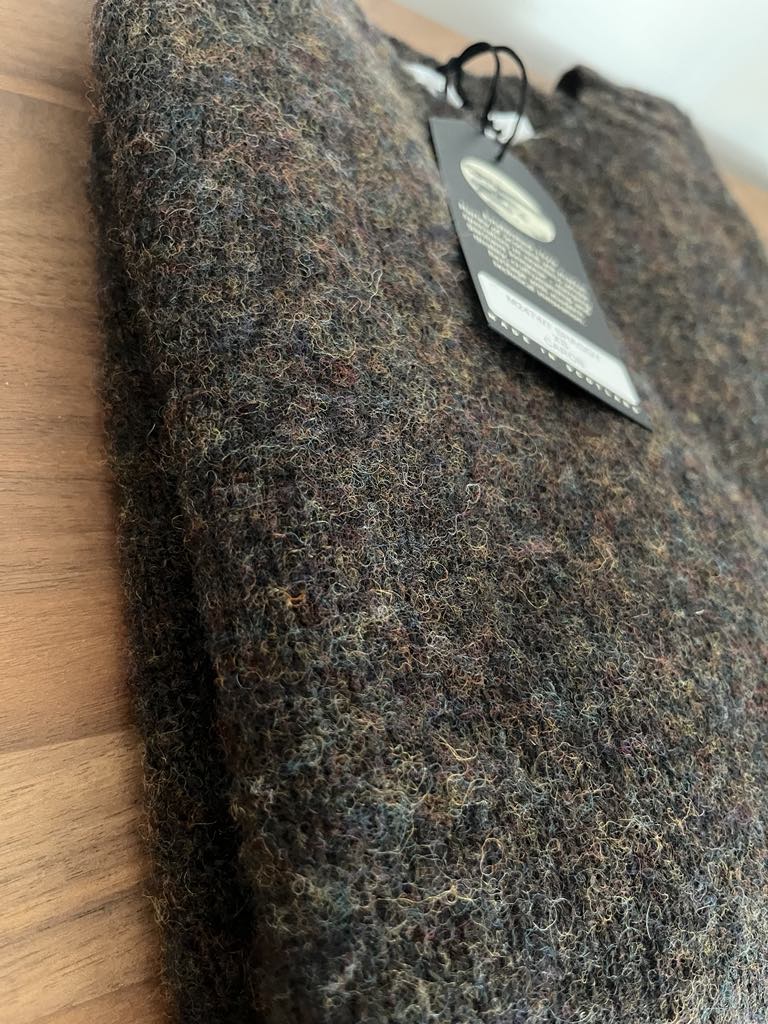 Harley of Scotland brushed Shetland wool sweater in Carob