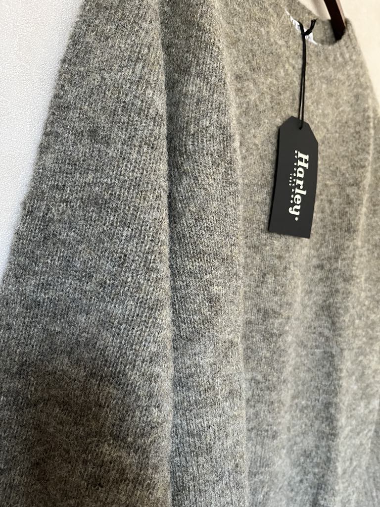 Harley of Scotland brushed Shetland wool sweater in Fossil