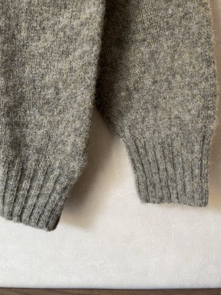 Harley of Scotland brushed Shetland wool sweater in Fossil