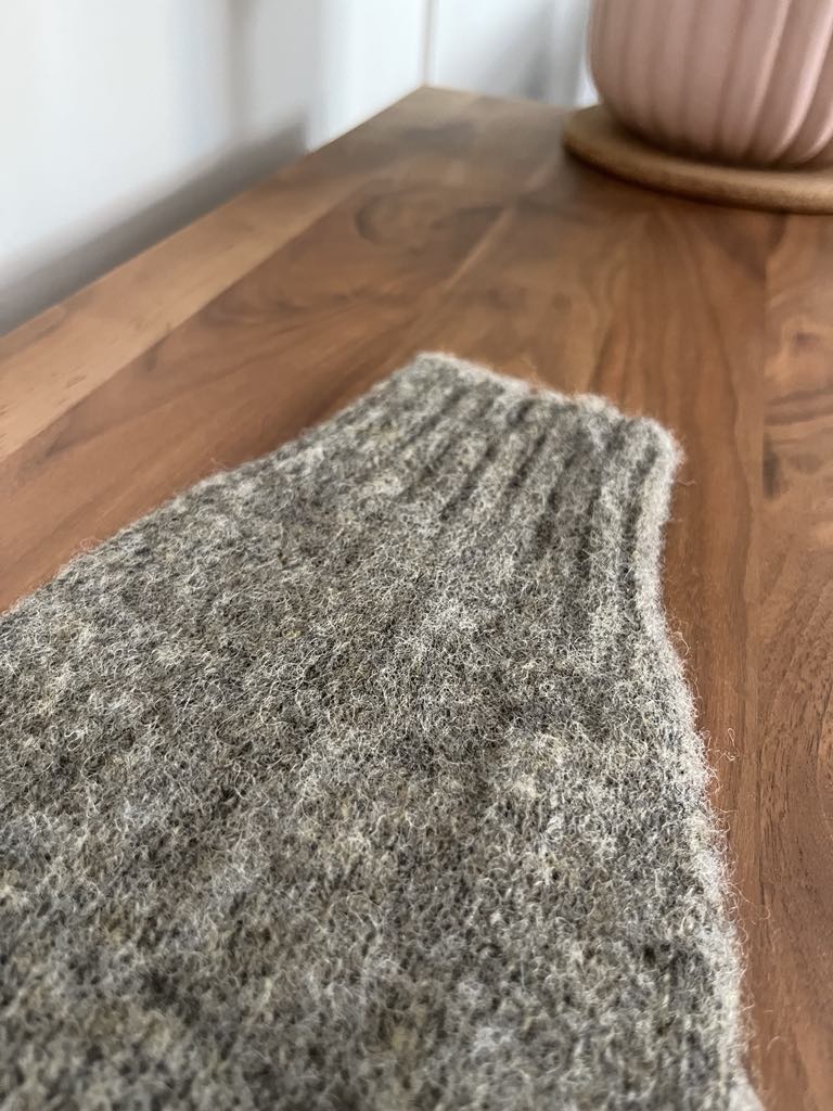 Harley of Scotland brushed Shetland wool sweater in Fossil