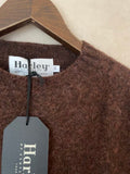Harley of Scotland brushed Shetland wool sweater in Marron