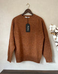 Harley of Scotland brushed Shetland wool sweater in Whiskey